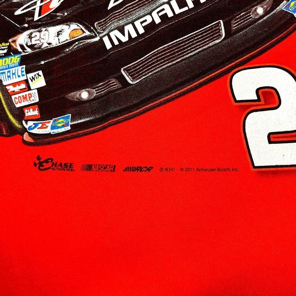 Nascar Chase Authentics Men Medium Red Kevin Harvick 29 Budweiser T-shirt - Picture 5 of 5